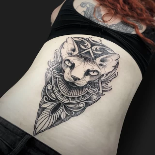 Sphinx Tattoo - Blackwork Darkwork - Black Hat Tattoo Dublin - The Black Hat Tattoo