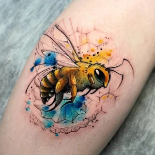 bee color Tattoo - Color Watercolor and Sketch Tattoos - Black Hat Tattoo Dublin - The Black Hat Tattoo