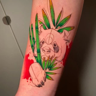 Panda Tattoo on arm - Color Watercolor and Sketch Tattoos - Black Hat Tattoo Dublin - The Black Hat Tattoo