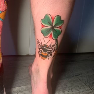 Lucky Clover - OldSchool Tattoo - Black Hat Tattoo Dublin - The Black Hat Tattoo