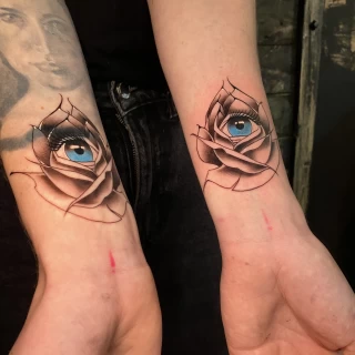 Eyes on arms - Realism, Microrealism and Portrait Tattoo - Black Hat Tattoo Dublin - The Black Hat Tattoo