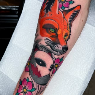 Fox and mask - Japanese Tattoo - Black Hat Tattoo Dublin - The Black Hat Tattoo
