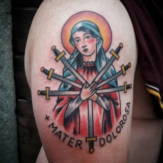 Virgin Mary - OldSchool Tattoo - Black Hat Tattoo Dublin - The Black Hat Tattoo