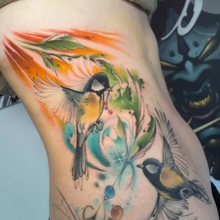 birds color Tattoo - Color Watercolor and Sketch Tattoos - Black Hat Tattoo Dublin - The Black Hat Tattoo
