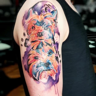 Watercolor dog Pet Tattoo - Black Hat Tattoo Dublin - The Black Hat Tattoo