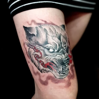 Wolf Tattoo - Tattoo Neotraditionnal - Black Hat Tattoo Dublin - The Black Hat Tattoo