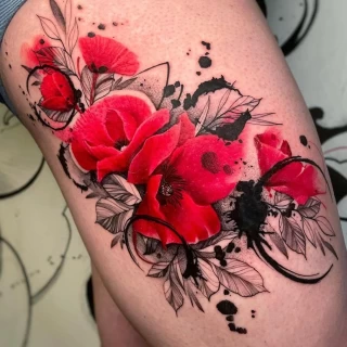 flowers color Tattoo - Color Watercolor and Sketch Tattoos - Black Hat Tattoo Dublin - The Black Hat Tattoo