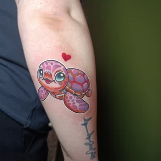 Piroska - guest artist - kawai turtle - colorwork - neotrad tattoo - the black hat tattoo Dublin- 2025 - The Black Hat Tattoo