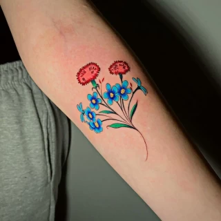 On left arm -  - Flower Tattoo - Black Hat Tattoo Dublin - The Black Hat Tattoo