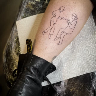 Pulp Fiction Tattoo - Minimalism Dotwork and Linework  - Black Hat Tattoo Dublin - The Black Hat Tattoo