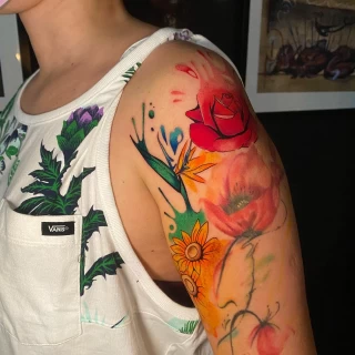 Watercolor rose red - Tattoo for girls - Black Hat Tattoo Dublin - The Black Hat Tattoo
