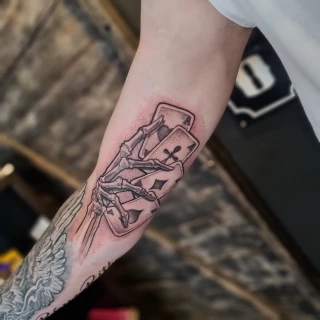 Cards Tattoo - Minimalism Dotwork and Linework  - Black Hat Tattoo Dublin - The Black Hat Tattoo