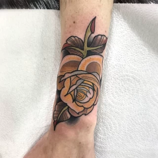 Neotrad rose yellow - Rose Tattoo - Black Hat Tattoo Dublin - The Black Hat Tattoo