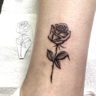 Small realism rose tattoo - Rose Tattoo - Black Hat Tattoo Dublin - The Black Hat Tattoo