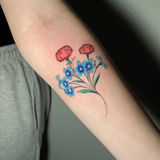small flowers tattoo - Color Watercolor and Sketch Tattoos - Black Hat Tattoo Dublin - The Black Hat Tattoo