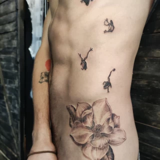 Flowers and insects - Tattoo for men - Black Hat Tattoo Dublin - The Black Hat Tattoo
