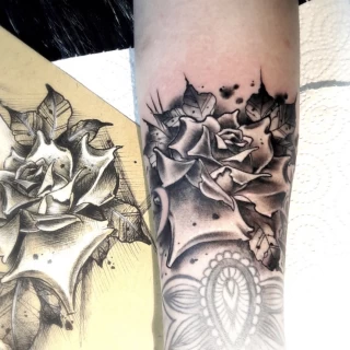 Neotrad Rose  - Rose Tattoo - Black Hat Tattoo Dublin - The Black Hat Tattoo