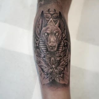 Anubis on arm - Realism, Microrealism and Portrait Tattoo - Black Hat Tattoo Dublin - The Black Hat Tattoo