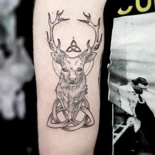 Deer Tattoo - Black Hat Tattoo Dublin - stag head - The Black Hat Tattoo