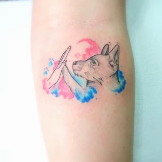 Dog and hand Pet Tattoo - Black Hat Tattoo Dublin - The Black Hat Tattoo