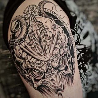 Octopus Tattoo on shoulder - Black Hat Tattoo Dublin - The Black Hat Tattoo