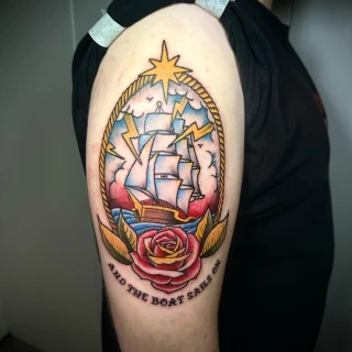 Boat Tattoo - Color Watercolor and Sketch Tattoos - Black Hat Tattoo Dublin - The Black Hat Tattoo