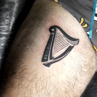 Irish Harp - Irish & Celtic Tattoo - Black Hat Tattoo Dublin - The Black Hat Tattoo