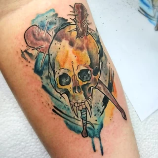 Watercolor skull tattoo - Skull Tattoo - Black Hat Tattoo Dublin - The Black Hat Tattoo