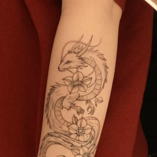 Dragon tattoo - Tattoo Fine Line and Line Work - Black Hat Tattoo Dublin - The Black Hat Tattoo