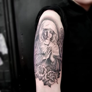 Virgin Mary realism - Spiritual Tattoo - Witchy Tattoo - Tarot Card Tattoo - Black Hat Tattoo Dublin - The Black Hat Tattoo