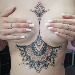 Underboobs - Ornemental Tattoo- Black Hat Tattoo Dublin - The Black Hat Tattoo