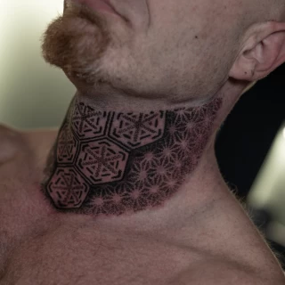 Neck - Ornemental Tattoo- Black Hat Tattoo Dublin - The Black Hat Tattoo