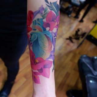 Floral botanical color tattoo - Color Watercolor and Sketch Tattoos - Black Hat Tattoo Dublin - The Black Hat Tattoo