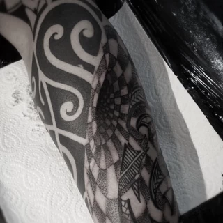 Leg -  - Tribal Neo Tribal and Maori Tattoo - Black Hat Tattoo Dublin - The Black Hat Tattoo