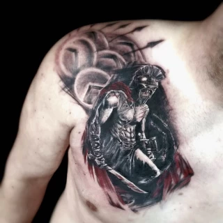 Greek warrior - Tattoo for men - Black Hat Tattoo Dublin - The Black Hat Tattoo