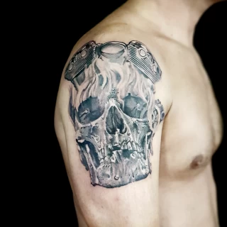 Shoulder realism skull tattoo - Skull Tattoo - Black Hat Tattoo Dublin - The Black Hat Tattoo