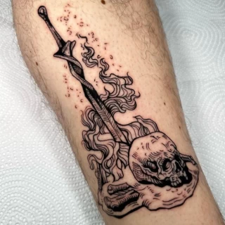 Skull and sword - Skull Tattoo - Black Hat Tattoo Dublin - The Black Hat Tattoo