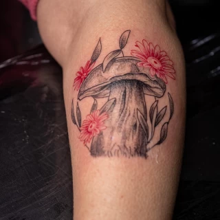 Mushroom Tattoo - Botanical & Nature - Black Hat Tattoo Dublin - The Black Hat Tattoo