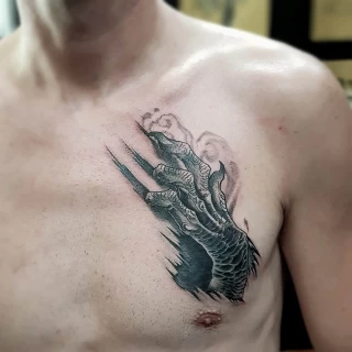 Chest  Tattoo Cover-up  - Black Hat Tattoo Dublin - The Black Hat Tattoo