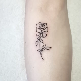 Minimal rose on arm - Rose Tattoo - Black Hat Tattoo Dublin - The Black Hat Tattoo