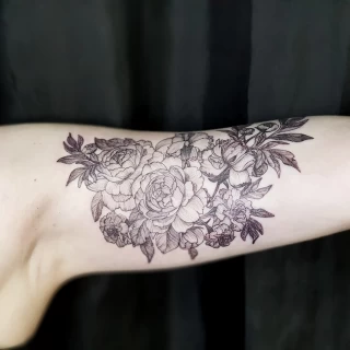 Flowers Tattoo - Black & Grey Tattoo - Black Hat Tattoo Dublin - The Black Hat Tattoo