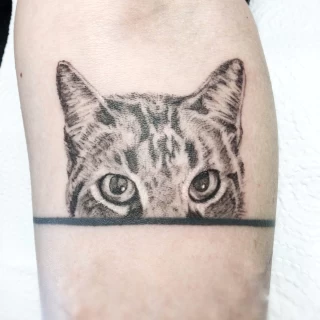 Half cat face Pet Tattoo - Black Hat Tattoo Dublin - The Black Hat Tattoo