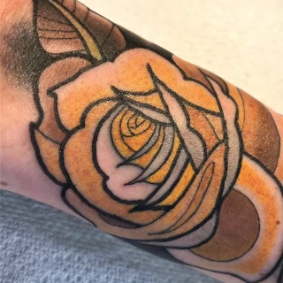 Yellow rose neotrad - Rose Tattoo - Black Hat Tattoo Dublin - The Black Hat Tattoo