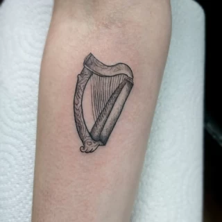 Celtic Harp Tattoo - Irish & Celtic Tattoo - Black Hat Tattoo Dublin - The Black Hat Tattoo