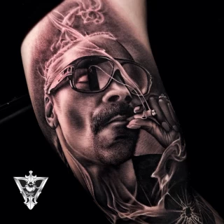 Stifler guest artist black and grey realistic tattoo - The Black Hat Tattoo