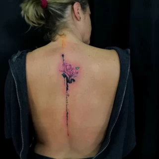 Floral back and line - Tattoo for girls - Black Hat Tattoo Dublin - The Black Hat Tattoo