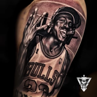 Stifler guest artist black and grey realistic tattoo - The Black Hat Tattoo