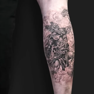 Nordic Thor Tattoo - Blackwork Darkwork - Black Hat Tattoo Dublin - The Black Hat Tattoo