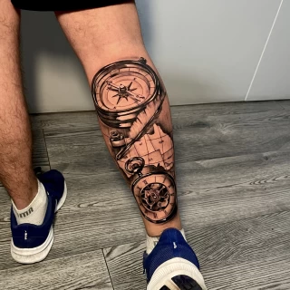 Compass - Realism, Microrealism and Portrait Tattoo - Black Hat Tattoo Dublin - The Black Hat Tattoo